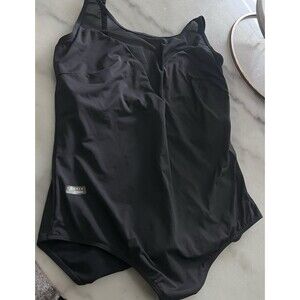 GMB SONSIE by GRACING Women's Plus 24W One Piece Swim Suit Black Sheer Mesh